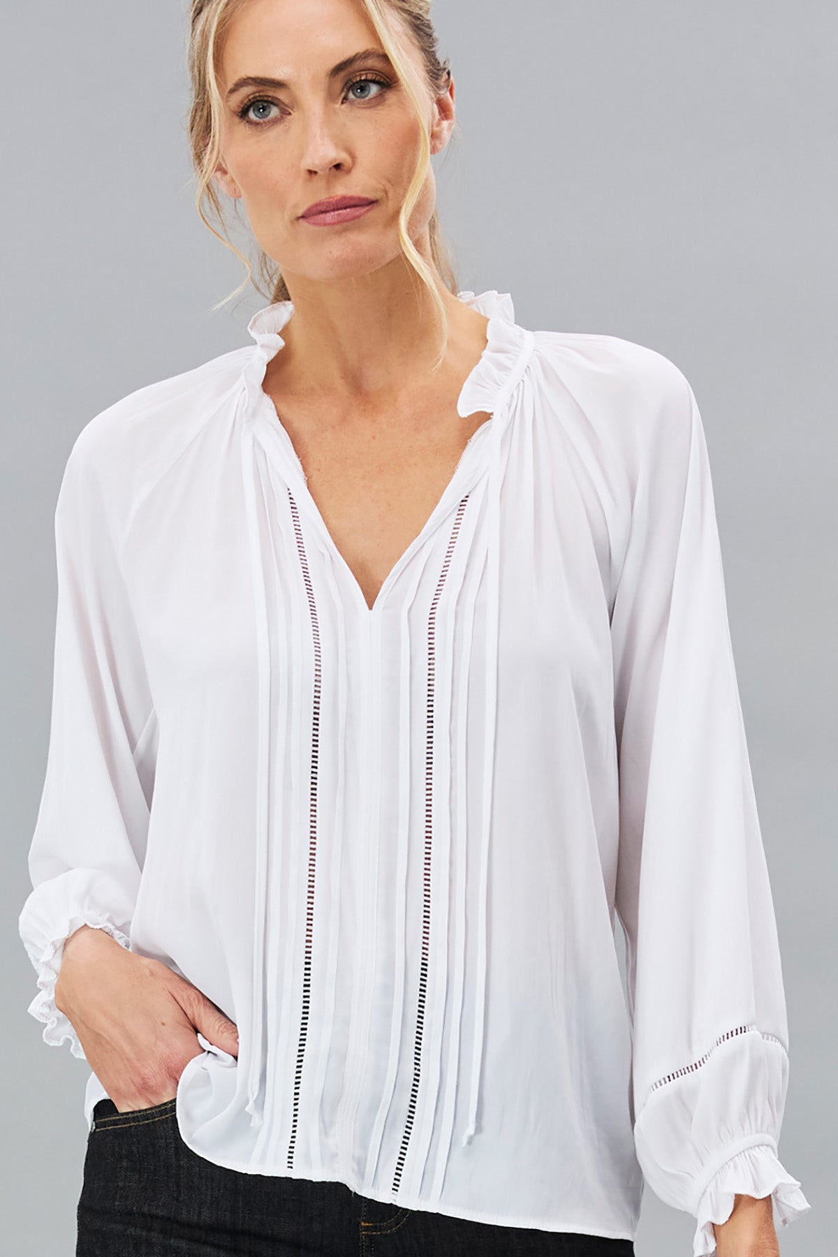 Long Sleeve Top with Trimming