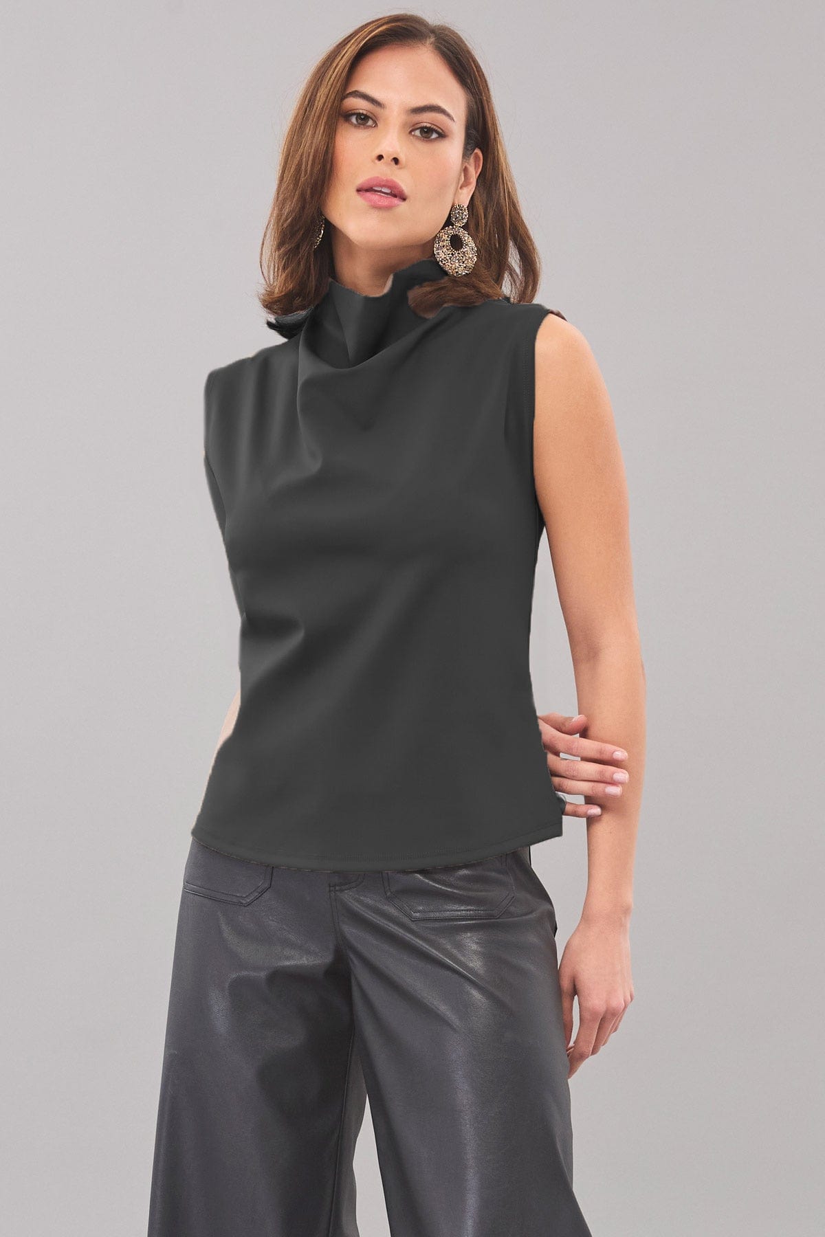 Sporty Neoprene Drape Neck