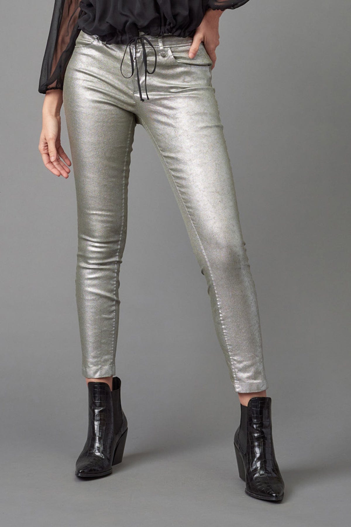 Silver Foil Coated Denim