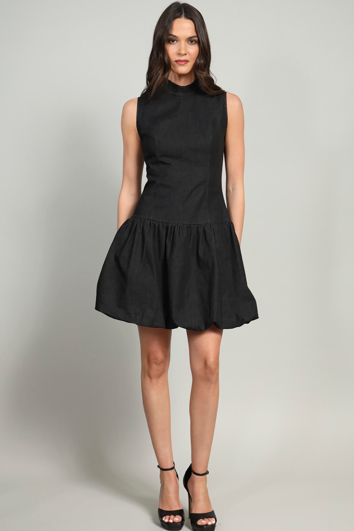 Bubble Hem Denim Dress