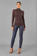 Seamed Turtleneck Top