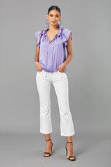 Ruffle Sleeve Satin Top