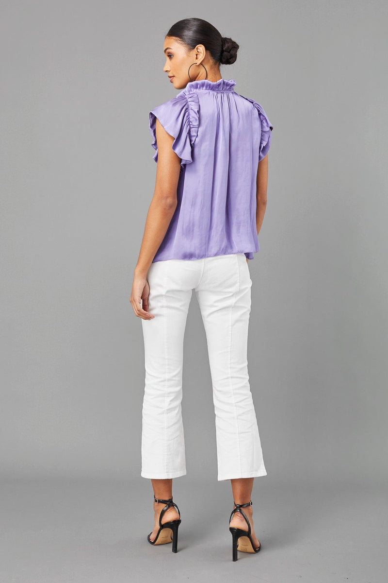 Ruffle Sleeve Satin Top