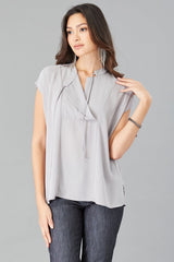 Double Georgette Cap-Sleeve Top