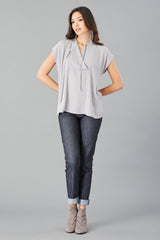 Double Georgette Cap-Sleeve Top