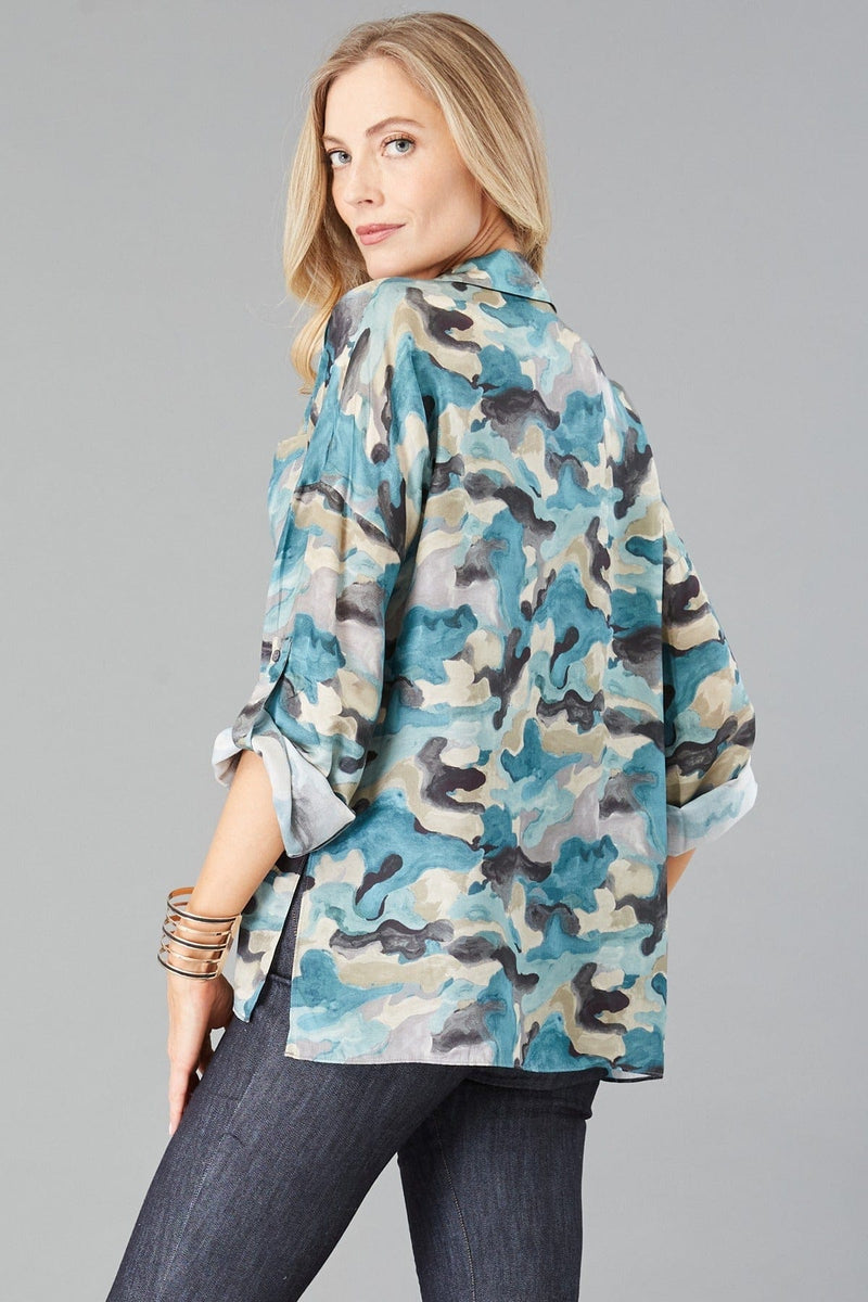 Watercolor Camo Tab-Sleeve Shirt