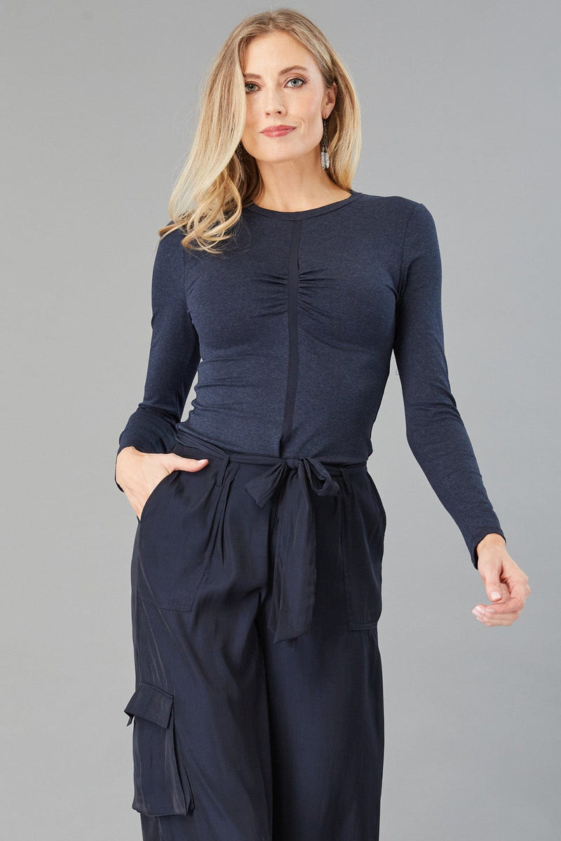 Center-Front Insert Crew Neck Top