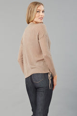 V-Neck Drawstring Sweater