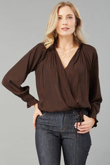 Smocked Neck Wrap Top