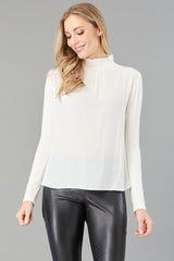 Smocked Mock Neck Top