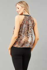Printed Halter with Leather Collar