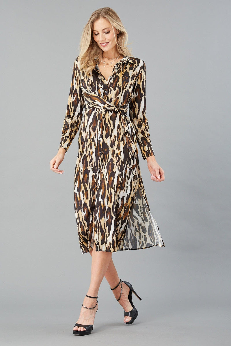 Printed Midi Shirt Dress