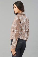 Suede Foil Python Moto Jacket