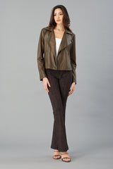 Suede Foil Python Moto Jacket