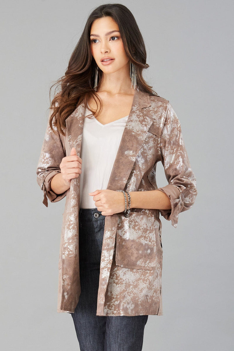 Suede Foil Python Long Jacket