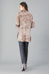 Suede Foil Python Long Jacket