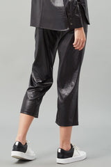 Leather Jersey Cropped Pant
