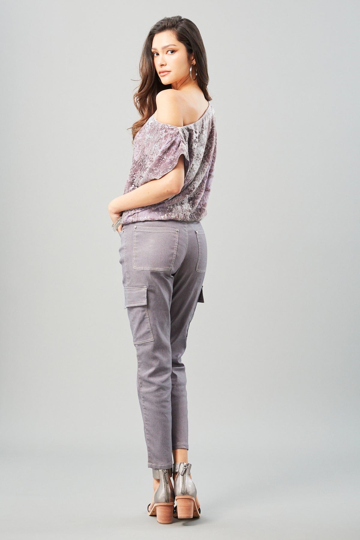 Foil Velvet Gathered Top