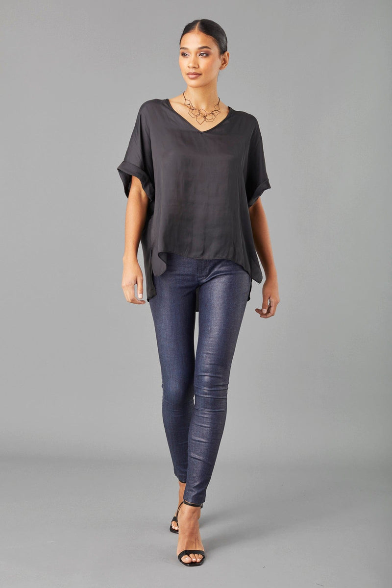 Lightweight Satin V-Neck Tee