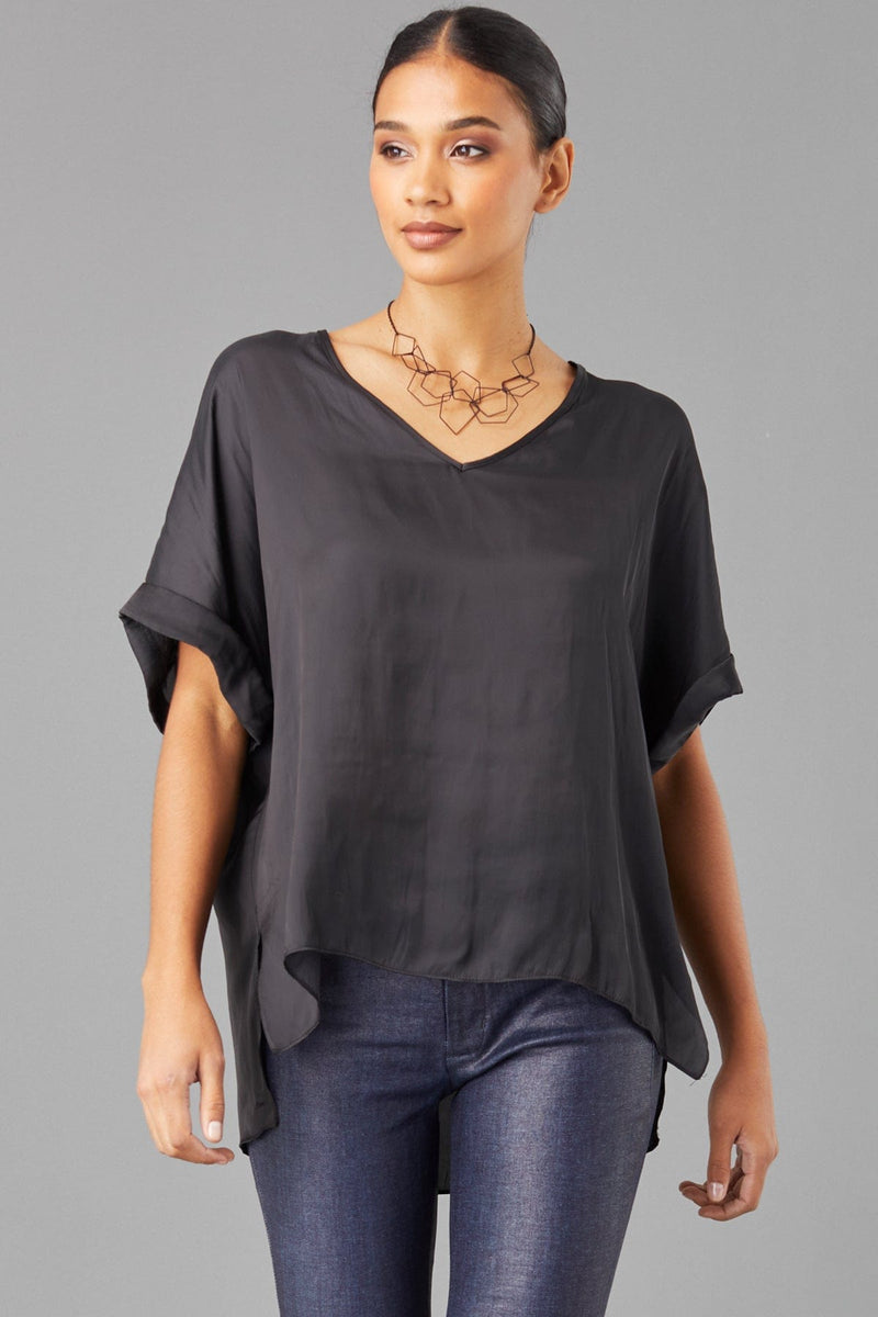 Lightweight Satin V-Neck Tee