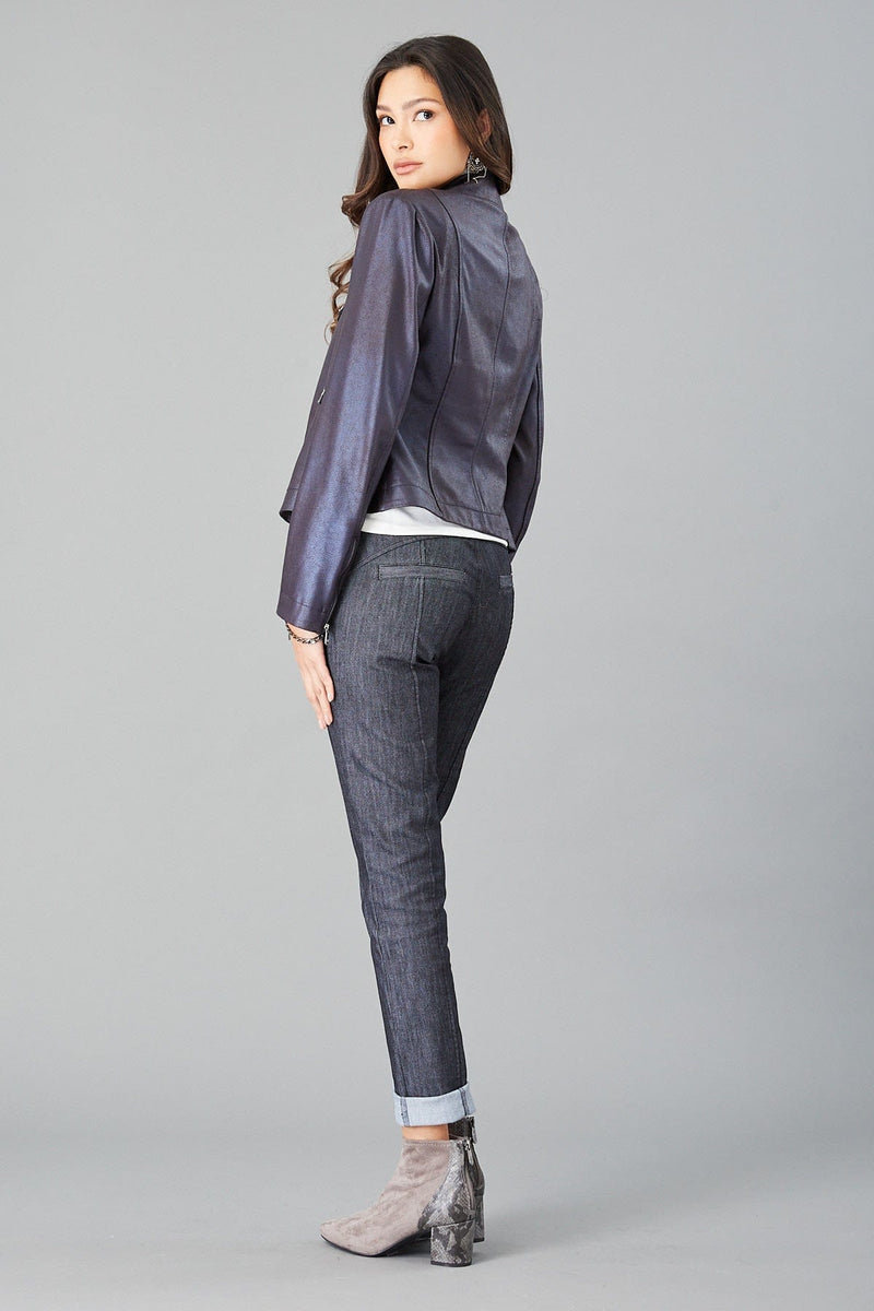 Suede Foil Python Moto Jacket