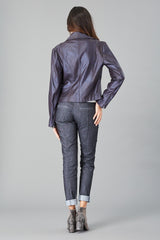 Suede Foil Python Moto Jacket