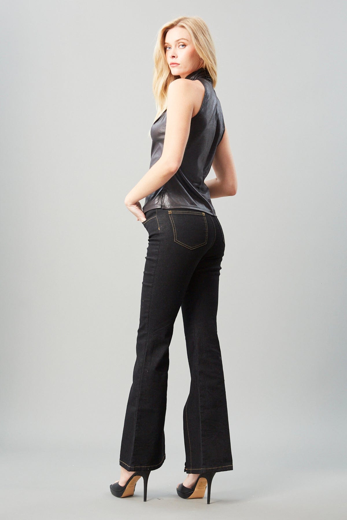 Leather Jersey Halter Top