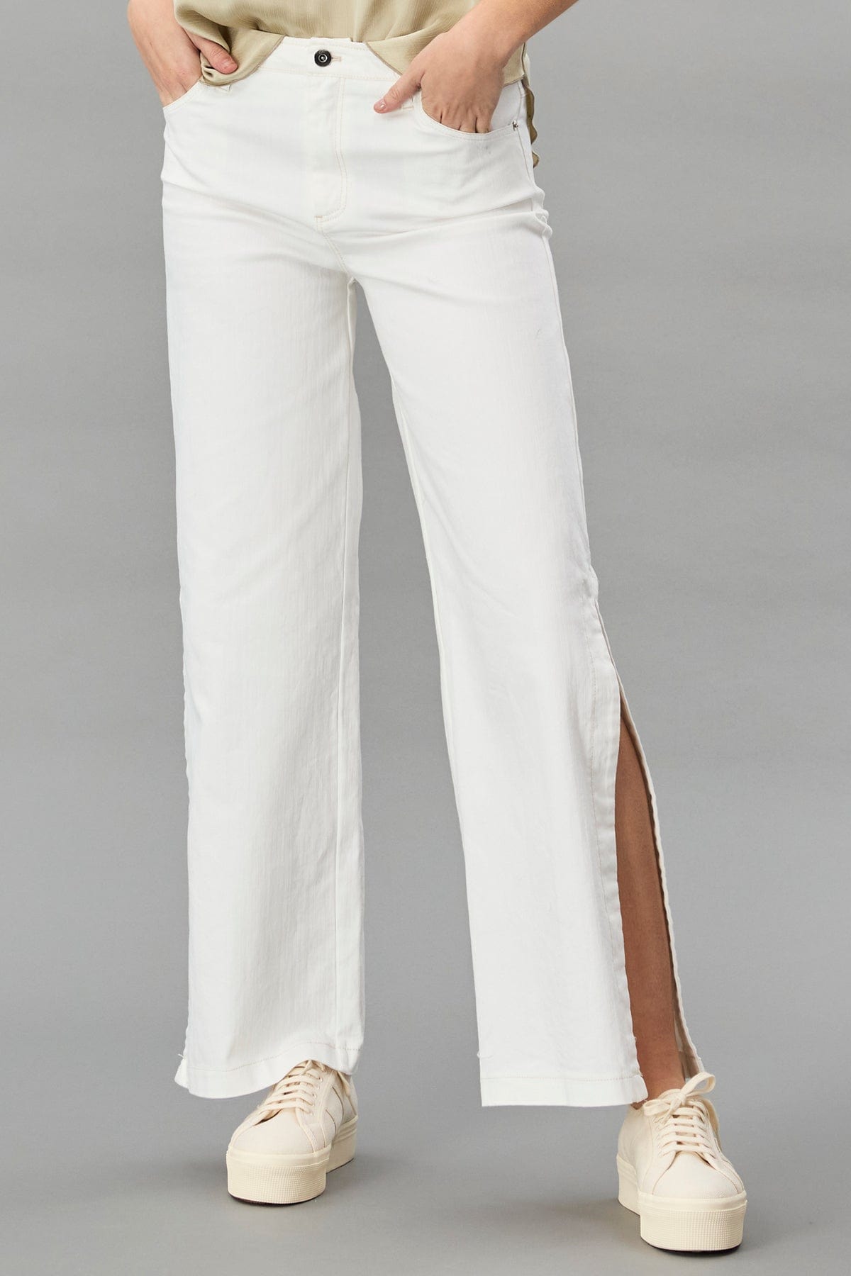 High Slit Straight Denim Pant