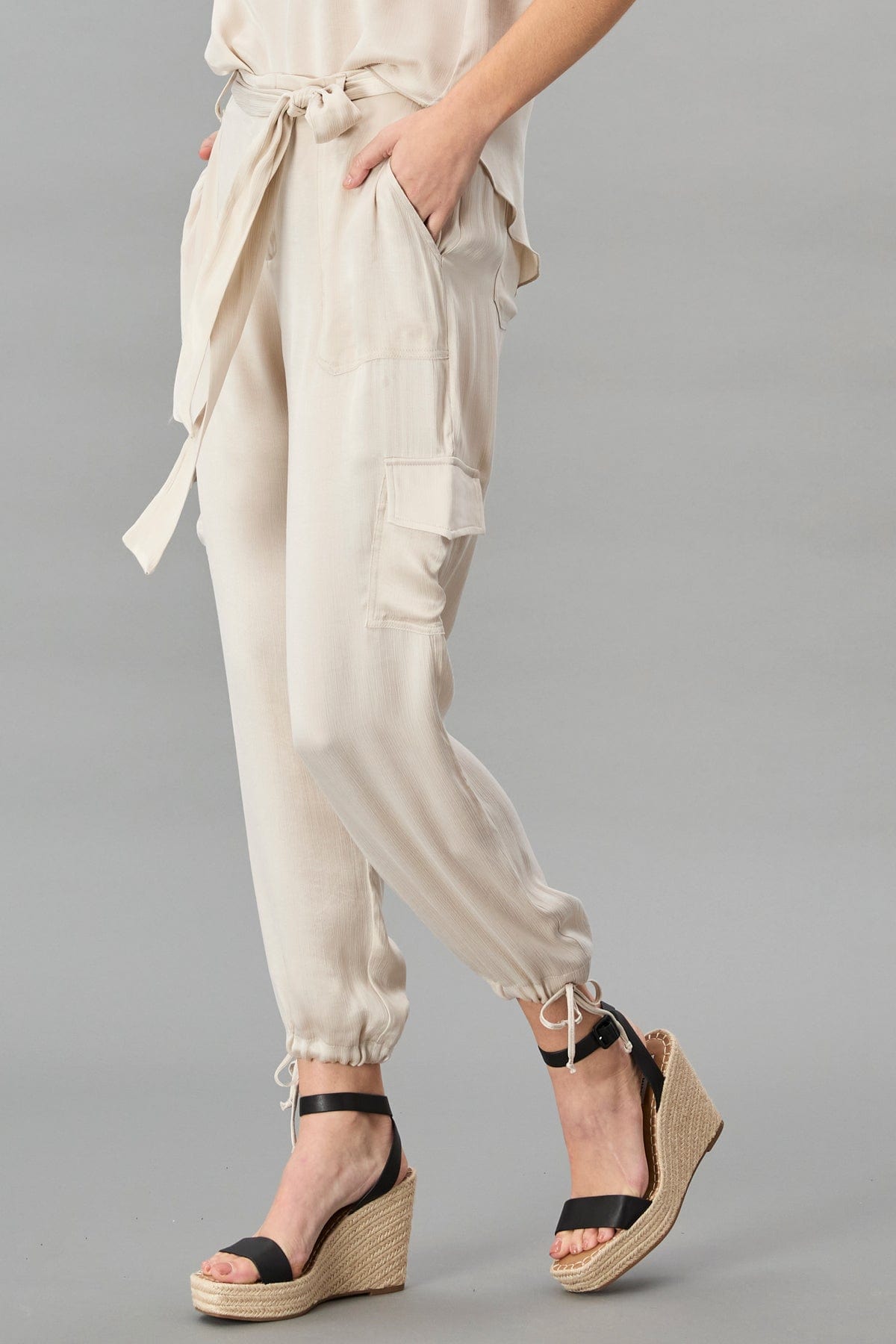 Textured Satin Cargos