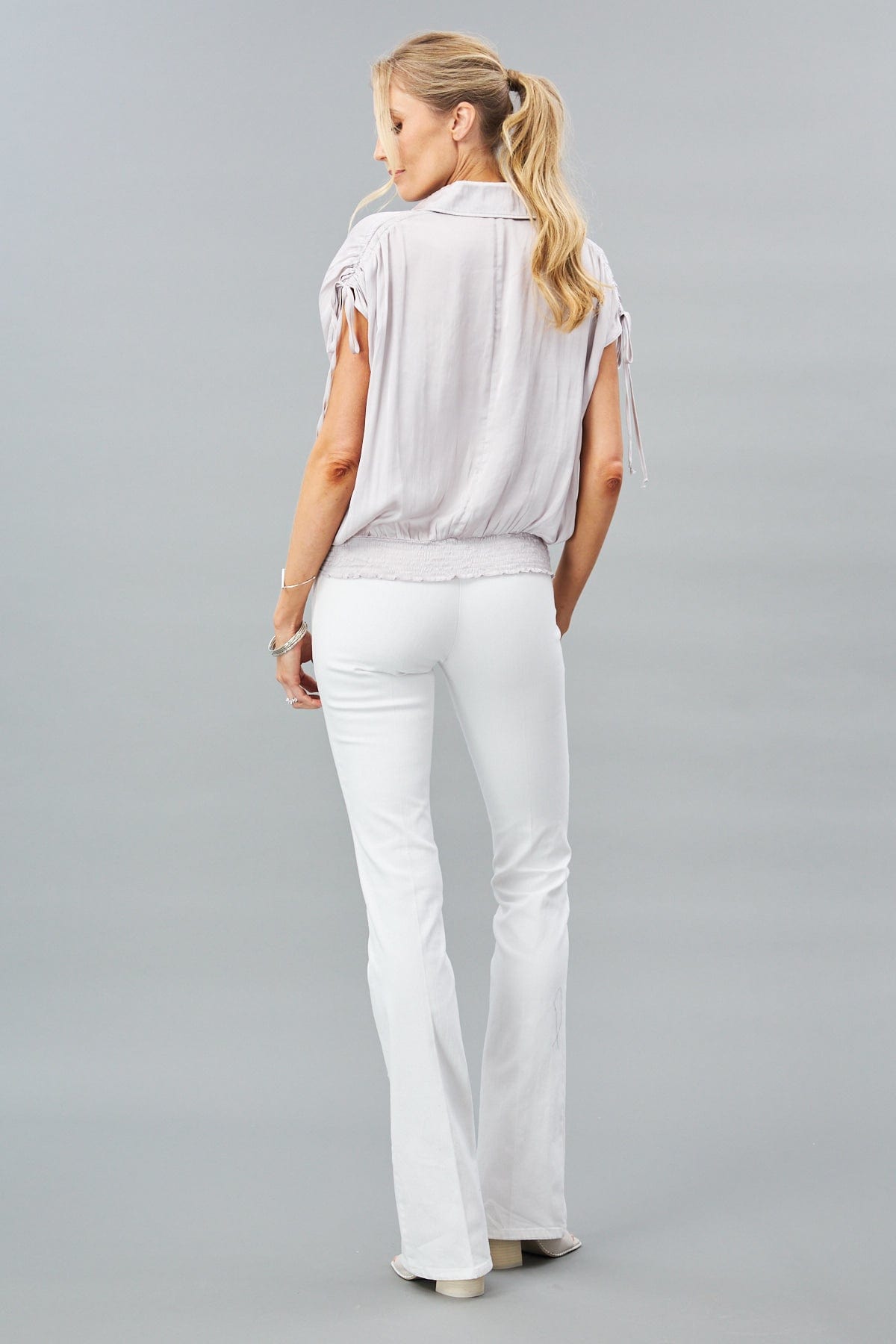 Gathered Shoulder Wrap Top