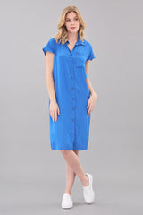 D-Satin Shirt Dress