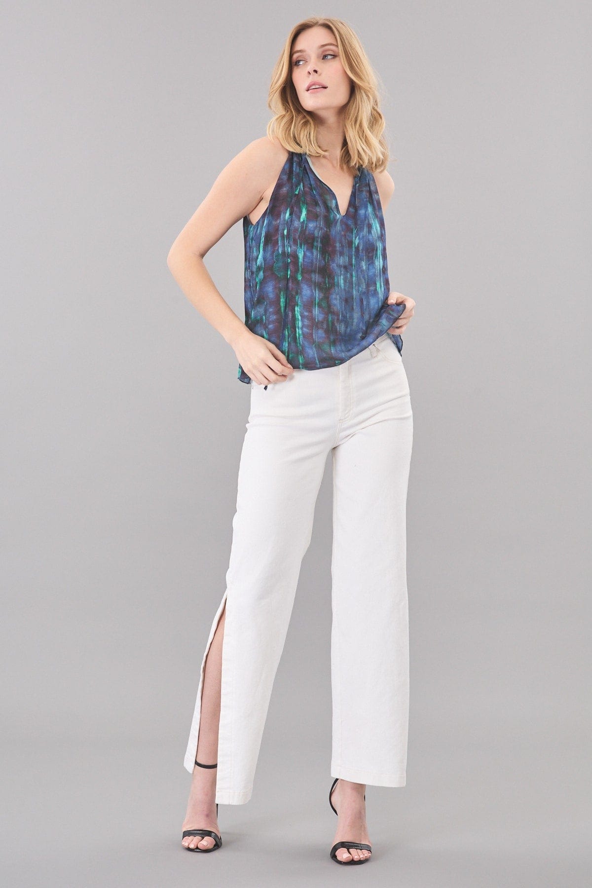 Printed Ruffle Neck Halter