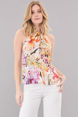 Floral Print Twist-Front Halter