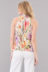 Floral Print Twist-Front Halter