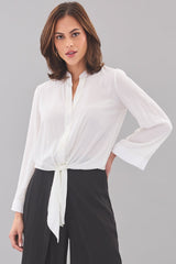 Flare Sleeve Tie Front Shirt