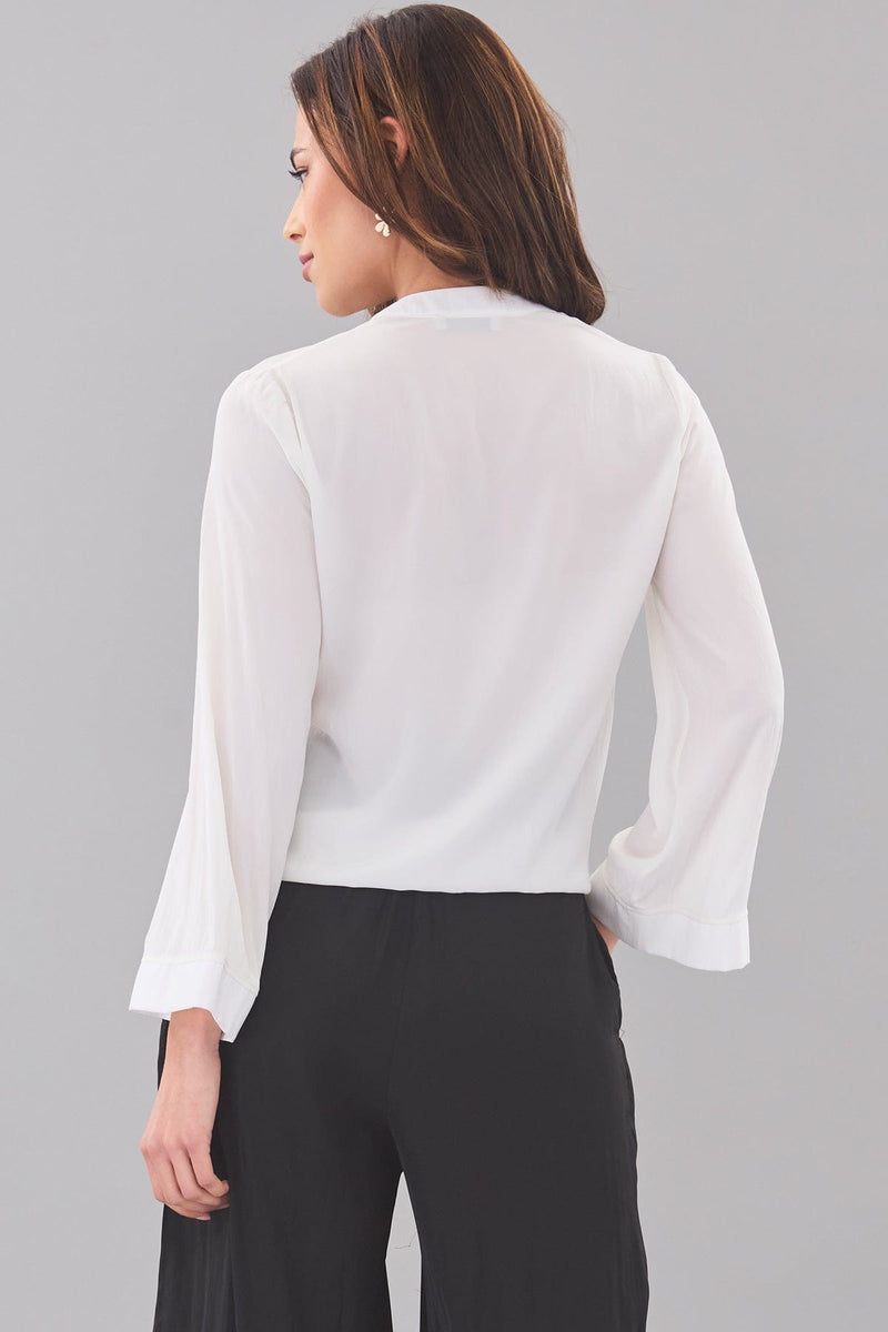 Flare Sleeve Tie Front Shirt