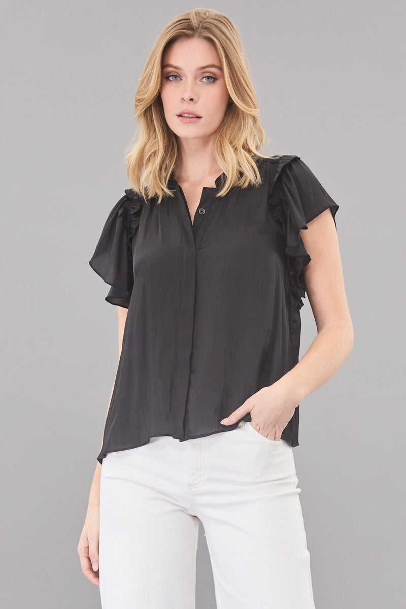 Vintage Satin Ruffle Sleeve Shirt