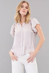 Vintage Satin Ruffle Sleeve Shirt