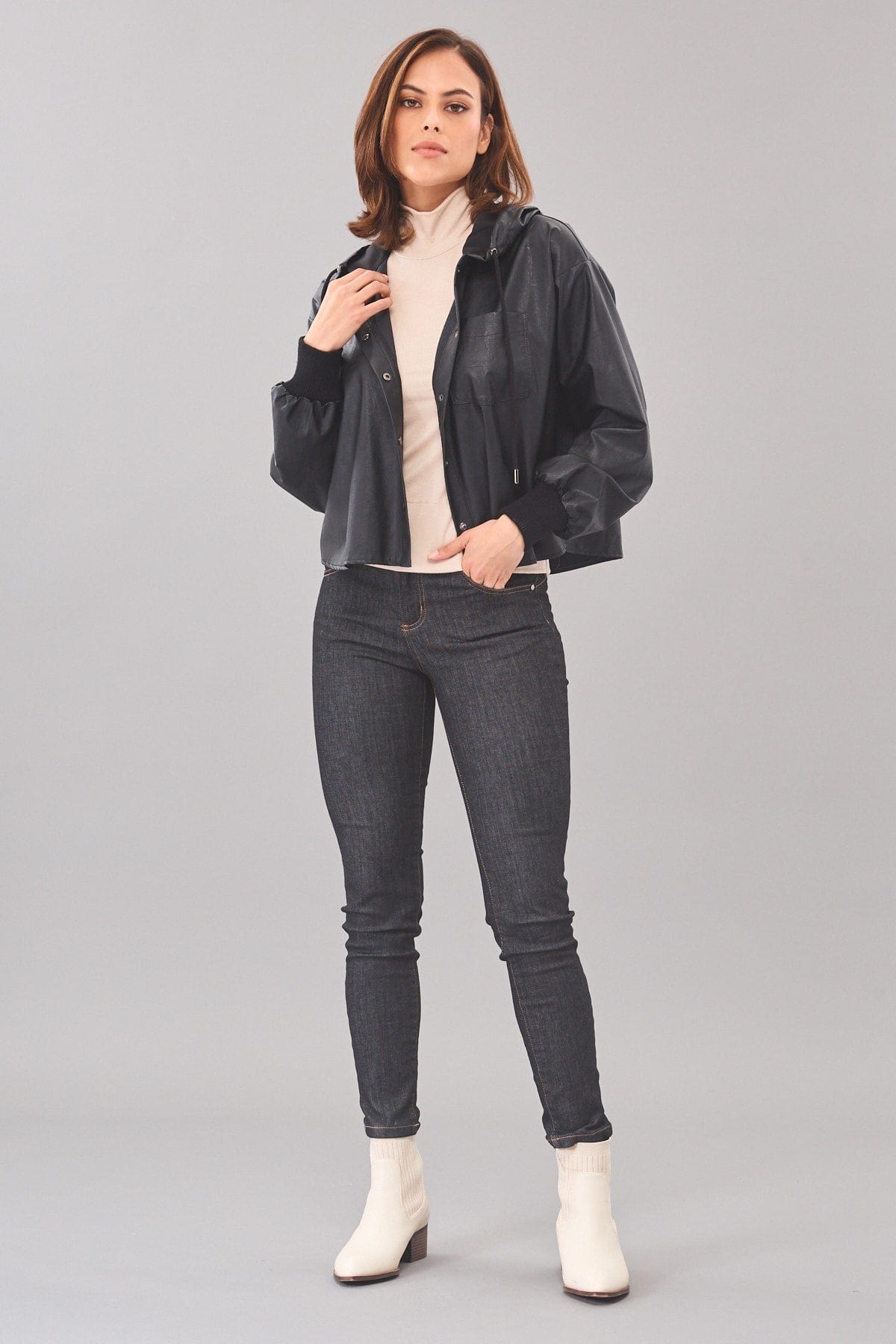 Vegan Leather Swing Jacket