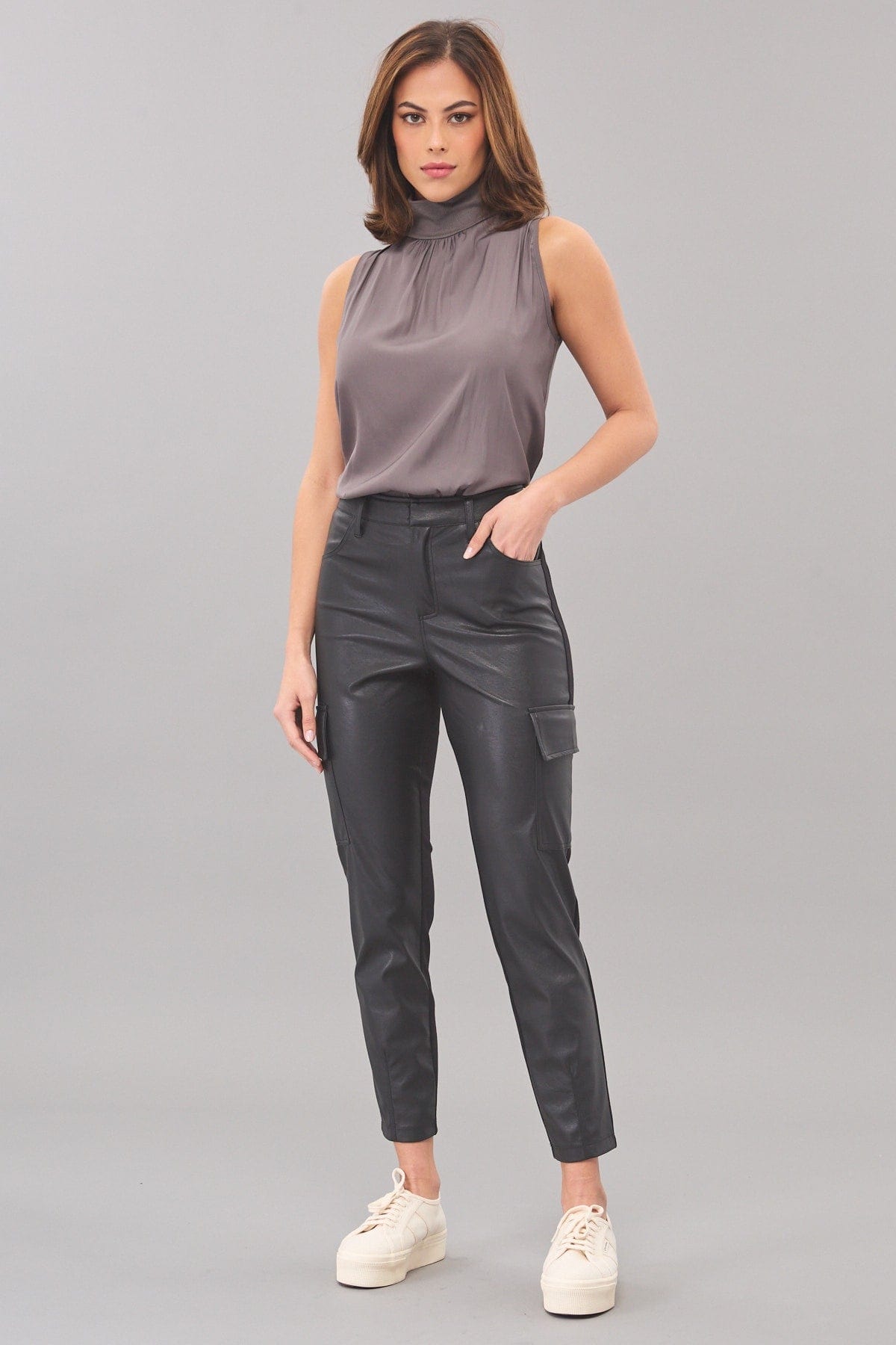 Vegan Leather / Ponte Cargo Pant