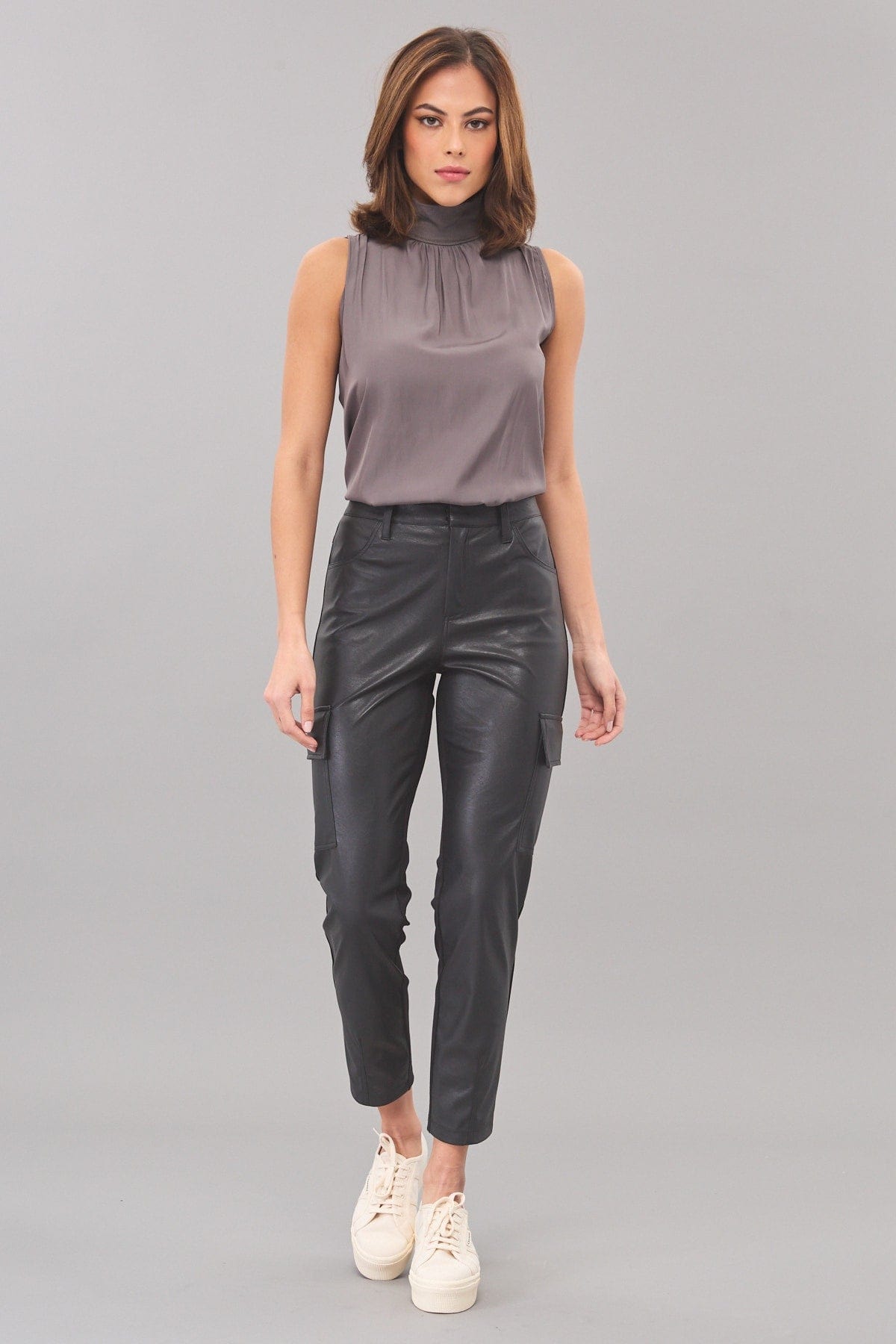 Vegan Leather / Ponte Cargo Pant