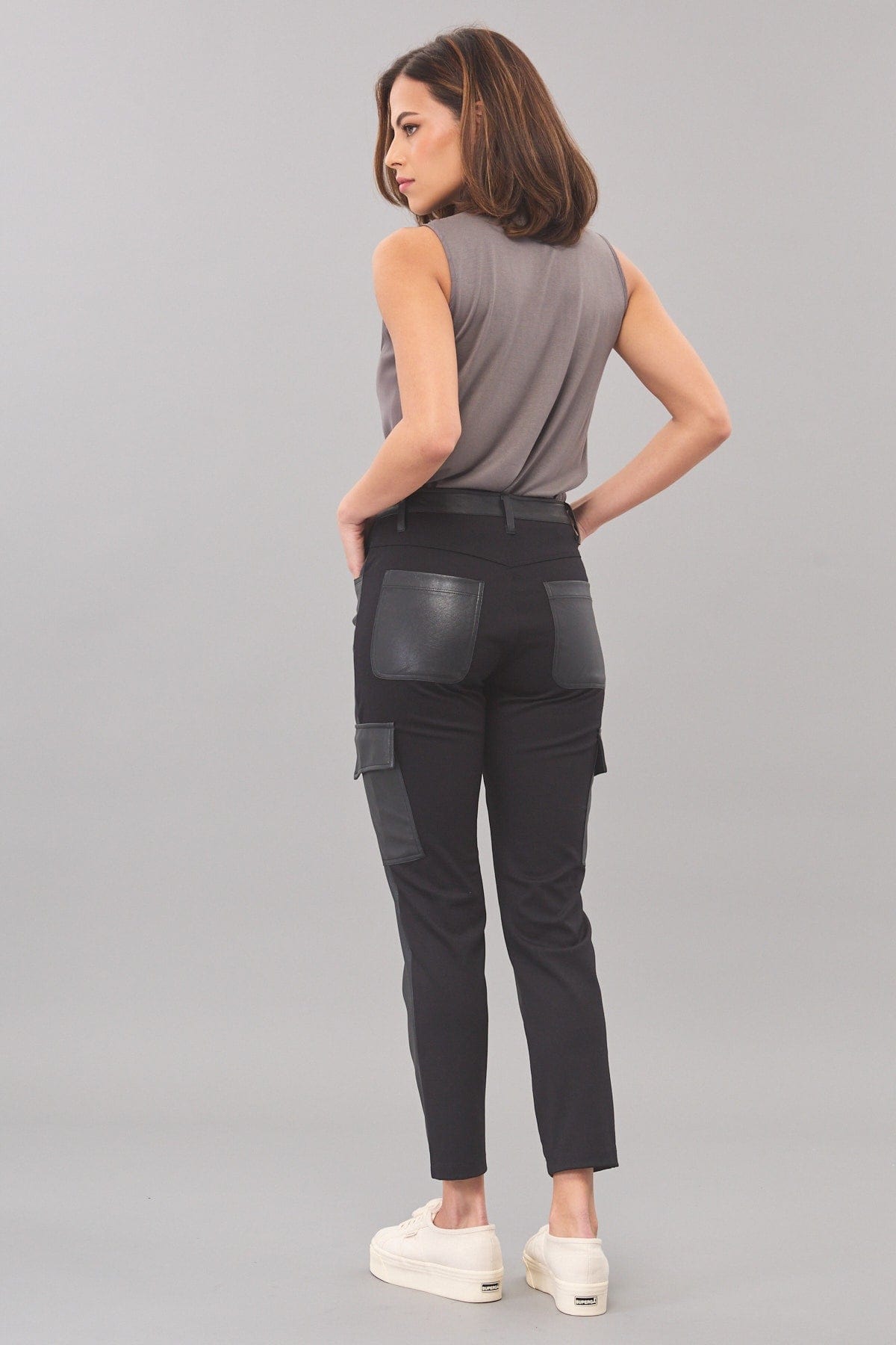 Vegan Leather / Ponte Cargo Pant