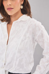 Flower Tie Front Shirt