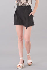 Belted Linen Cotton Shorts