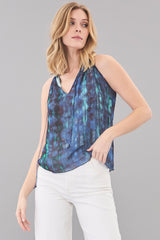 Printed Ruffle Neck Halter