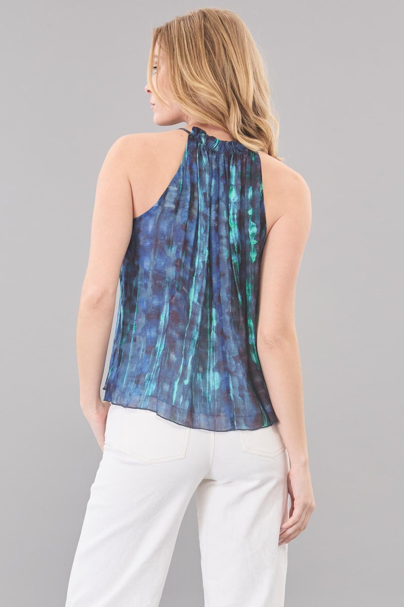 Printed Ruffle Neck Halter