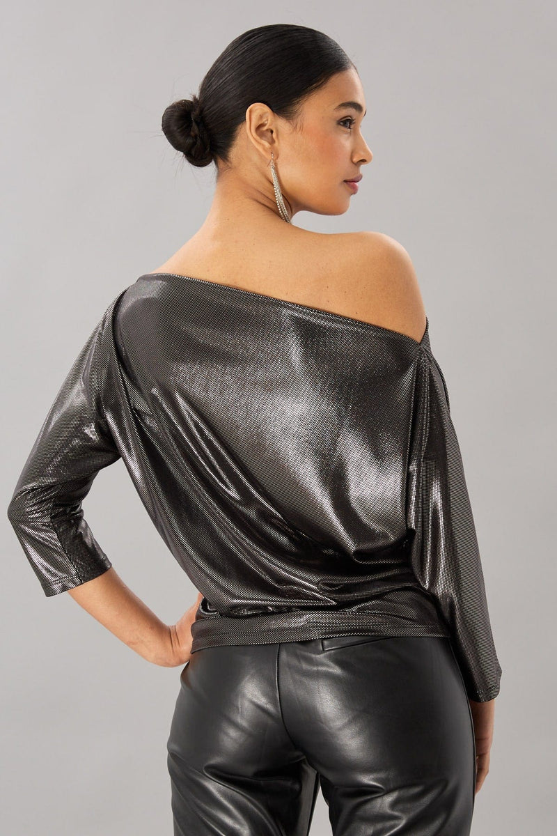 Metallic Dots Off-Shoulder Top