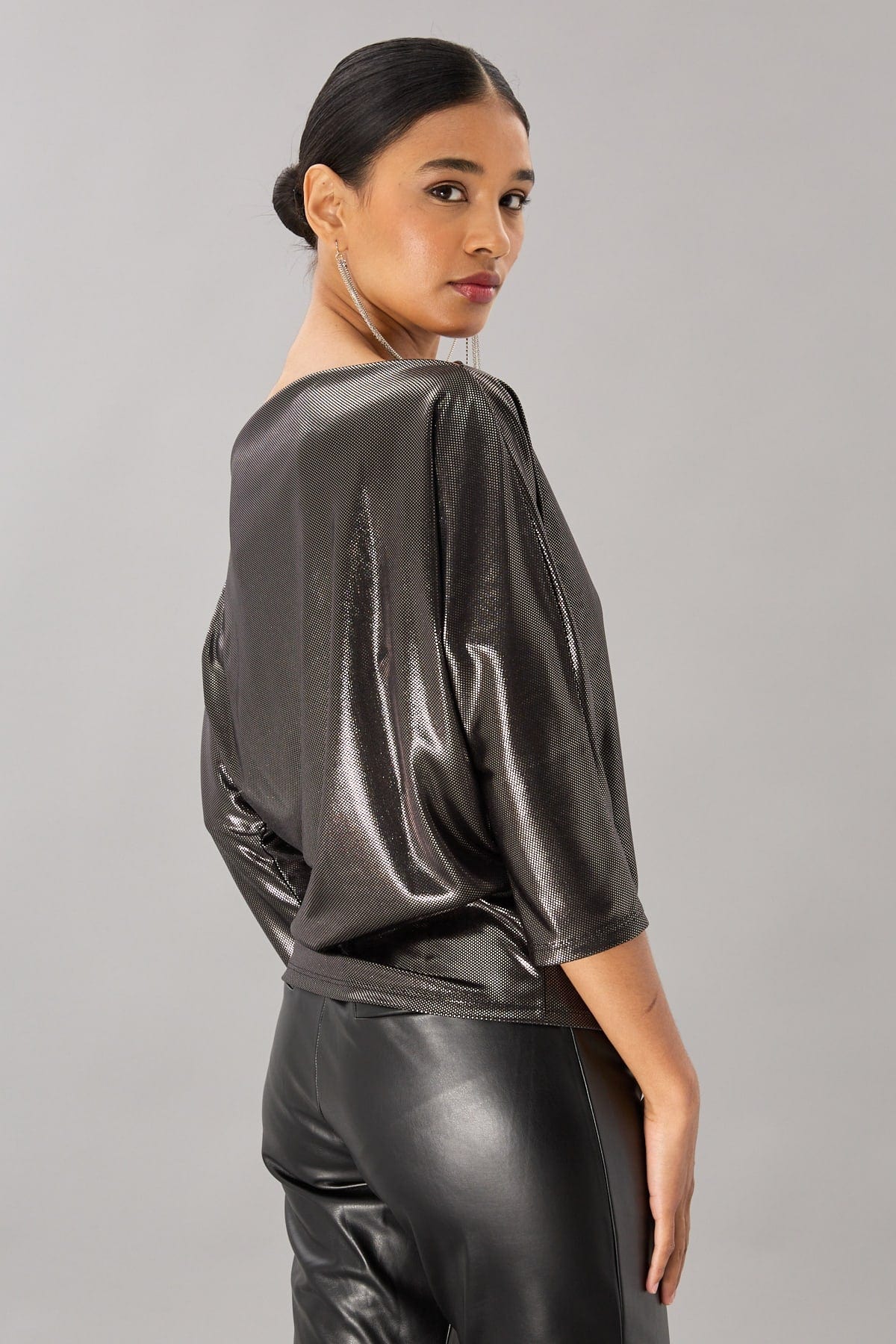 Metallic Dots Off-Shoulder Top