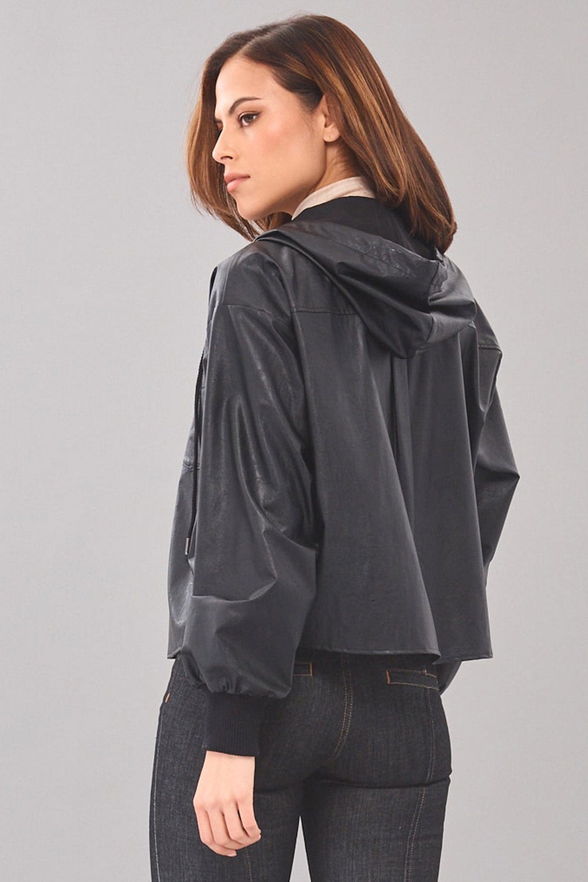 Vegan Leather Swing Jacket