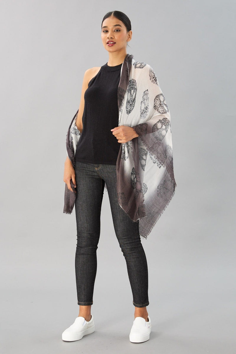 Cashmere Frida Skull Print Scarf